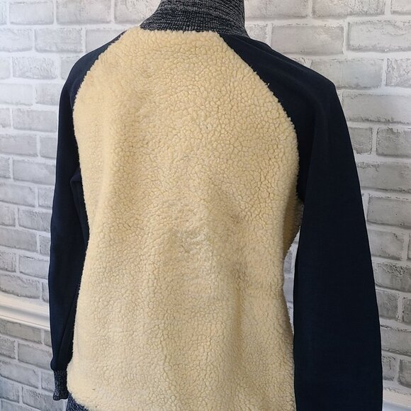 Ariat Tek Sherpa Baseball Bomber Jacket Cream Blue Fleece NEW  Womens S Gorpcore - Picture 6 of 11